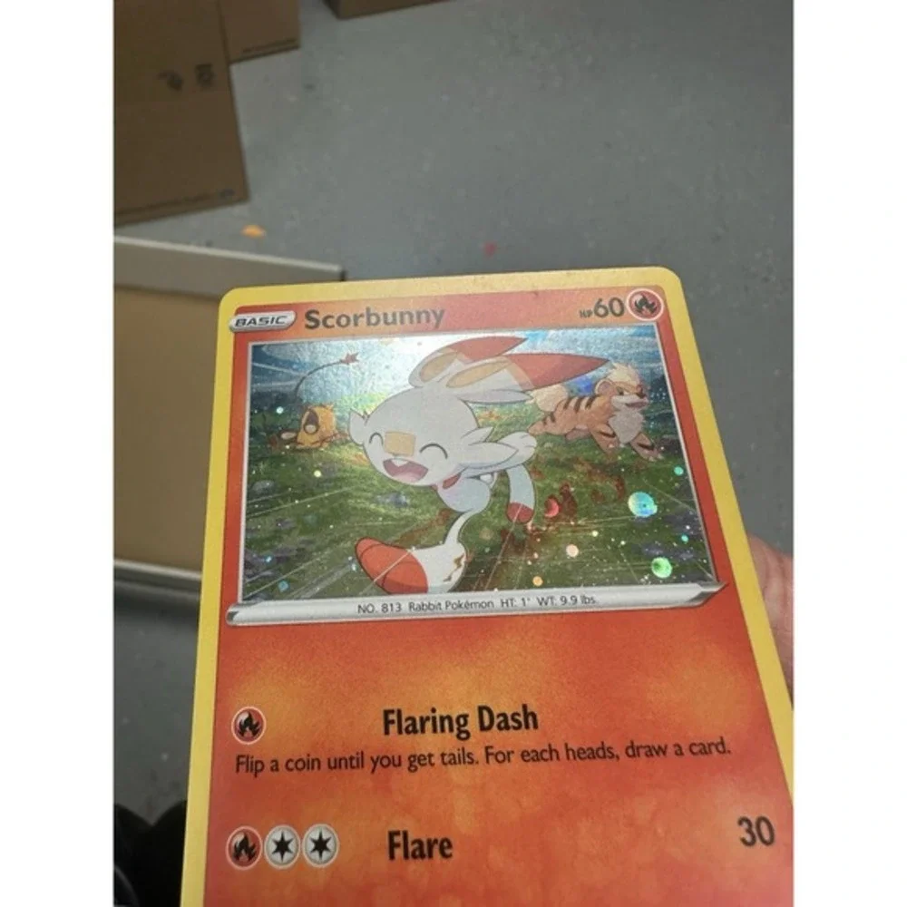 Scorbunny Black Star Cosmos Promo SWSH244 MEW HD Galaxy Swirl FART 🌀 Pokemon LP